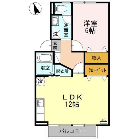 ファミール長尾(1LDK/2階)の間取り写真