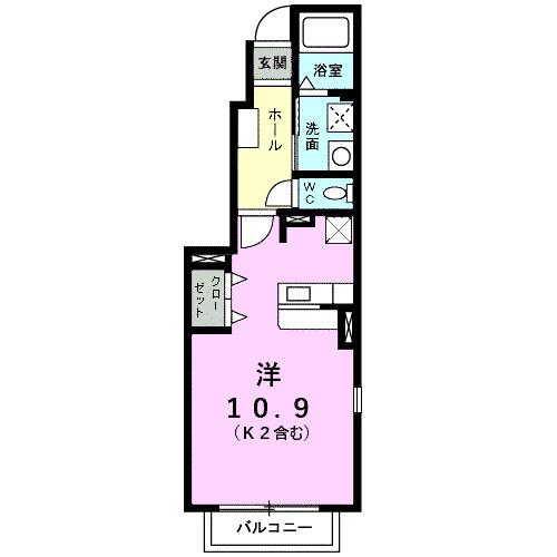 ライフコート東唐津B(ワンルーム/1階)の間取り写真
