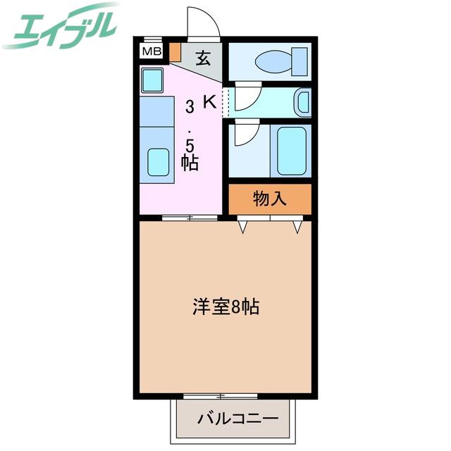 SURPLUS ONE後藤(1K/1階)の間取り写真