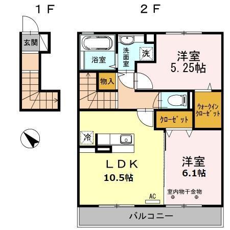 ジラソーレ(2LDK/2階)の間取り写真