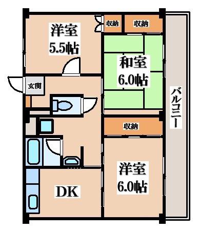 ビレッジハウス山本(3DK/4階)の間取り写真
