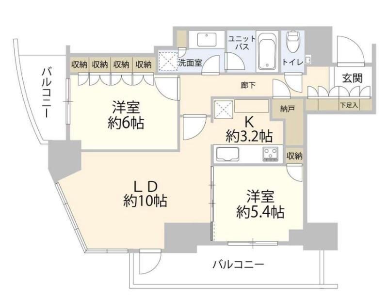 パークコート乃木坂ザタワー(2LDK/5階)の間取り写真