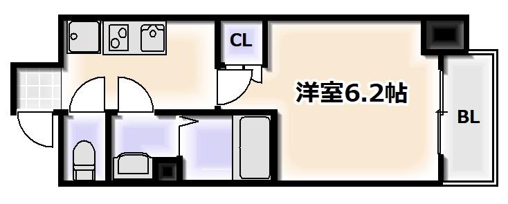 グランエクラ今宮戎(1K/5階)の間取り写真