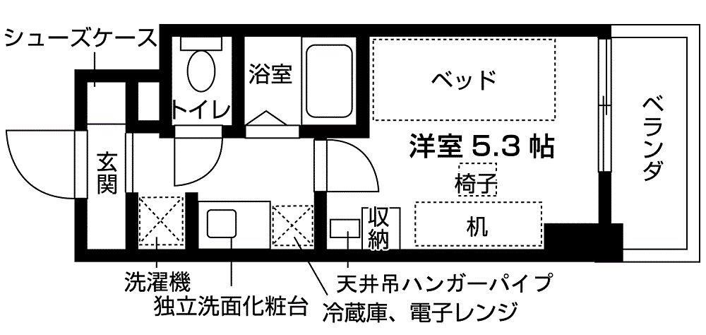 キャンパスヴィレッジ大阪近大前(1K/12階)の間取り写真