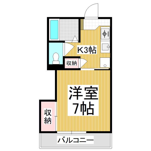メラベルデ S棟(1K/2階)の間取り写真