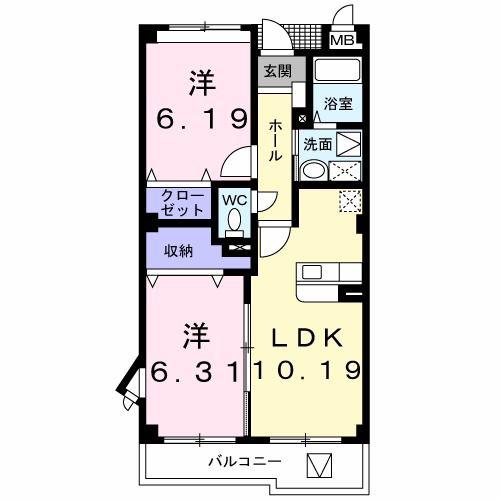 グランアビタシオン(2LDK/1階)の間取り写真