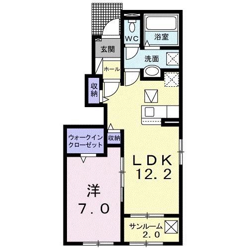 エクセレンテ久留米みづまⅡ(1LDK/1階)の間取り写真