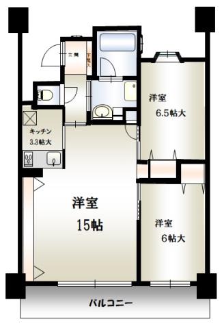 アンピール博多駅南(2LDK/6階)の間取り写真