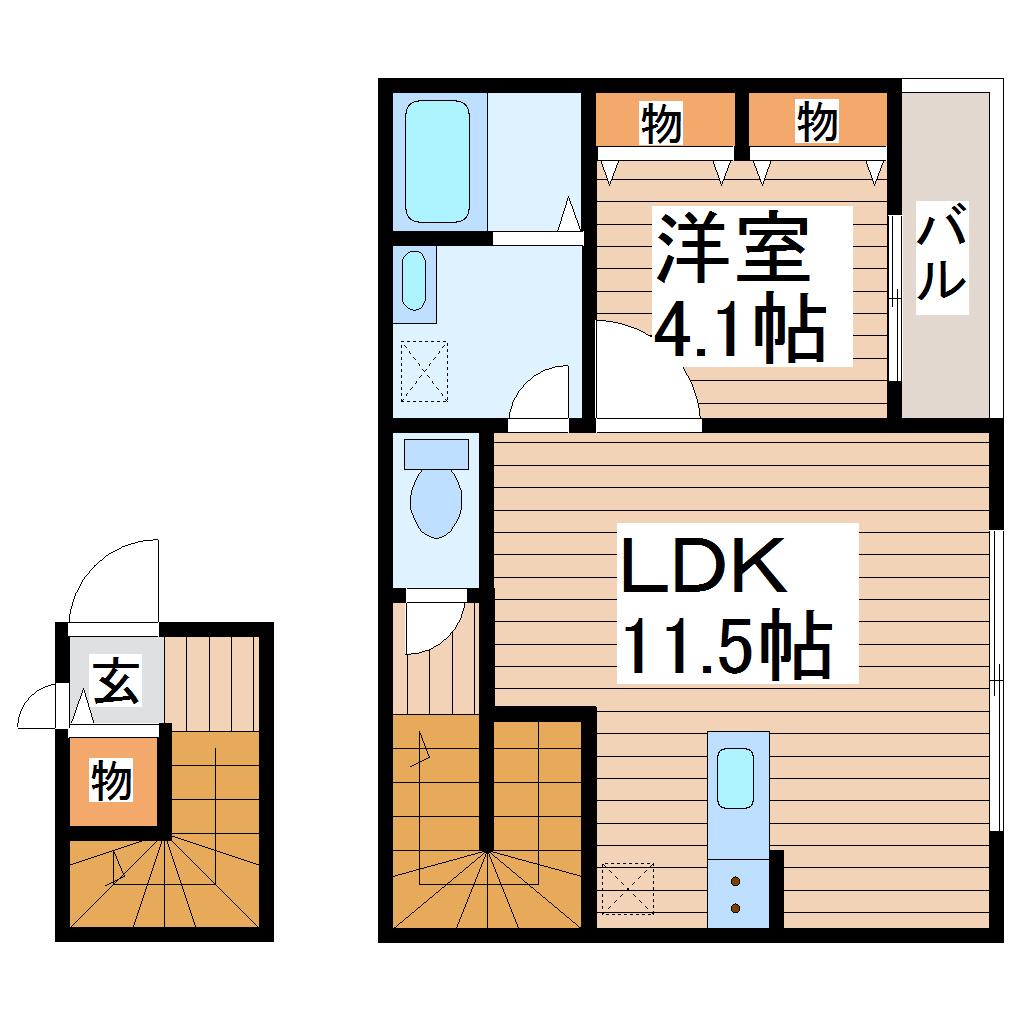 STATION FRONT 連坊(1LDK/2階)の間取り写真