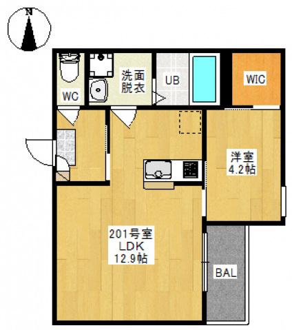 REGALEST 下伊福上町(1LDK/2階)の間取り写真