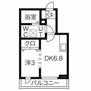 アスティ高松(1DK/2階)の間取り写真