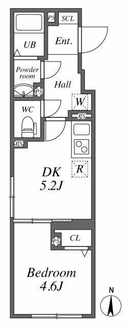 ADW RESIDENCE両国(1DK/4階)の間取り写真