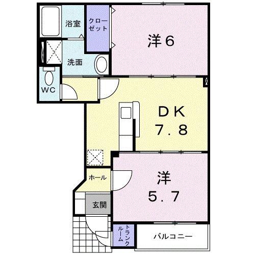 スカイピア勇舞IIG棟(2DK/1階)の間取り写真