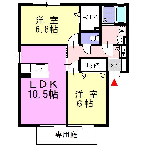 ソレイユ上大井(2LDK/2階)の間取り写真