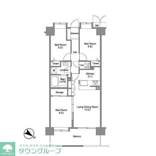 コンフォリア 板橋仲宿(3LDK/7階)の間取り写真