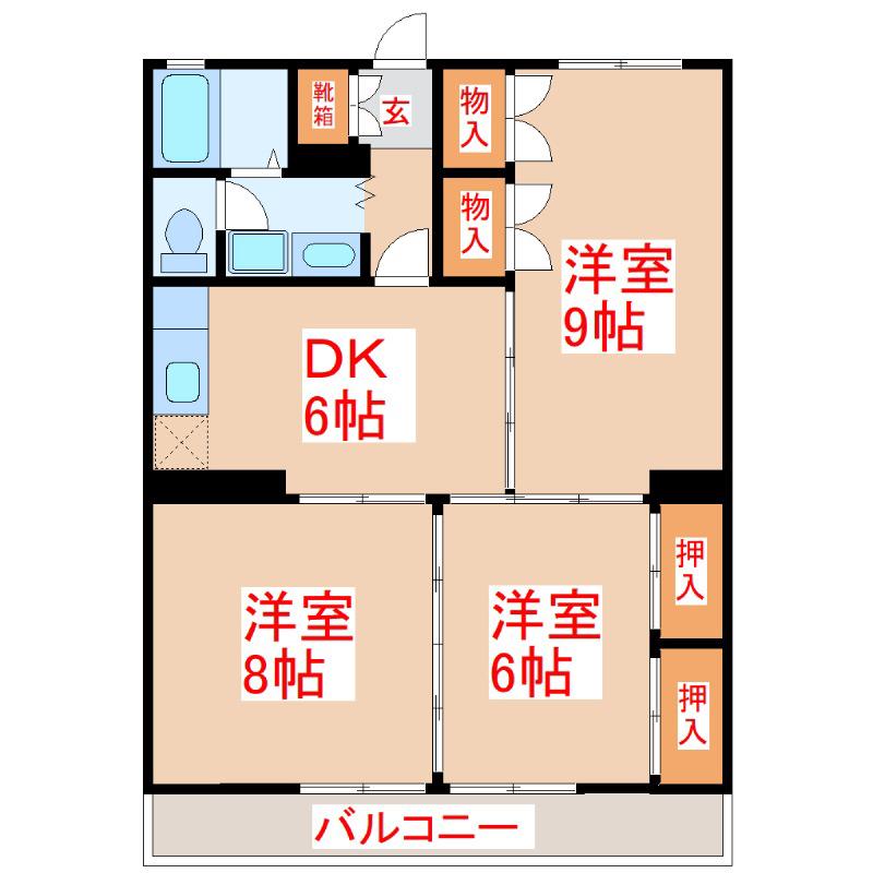 グリーンハイツソムタ(3DK/4階)の間取り写真