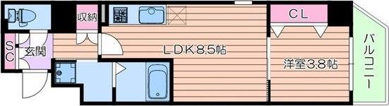 CITY PAL CREST TANIMACHI(1LDK/12階)の間取り写真