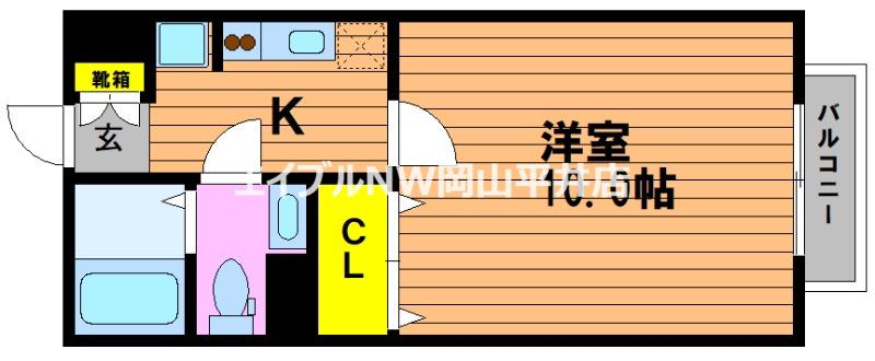 CASA Y.M.K B棟(1K/1階)の間取り写真