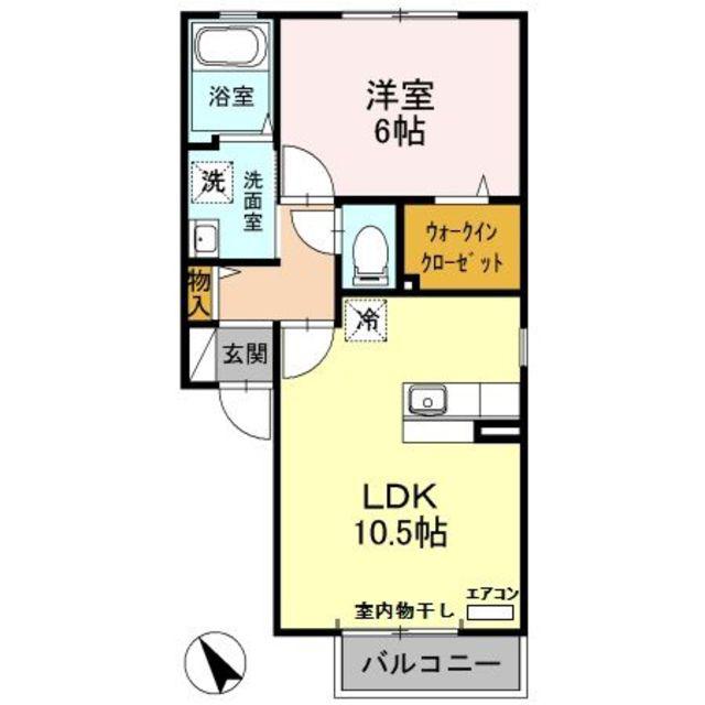 ボヌール(1LDK/2階)の間取り写真