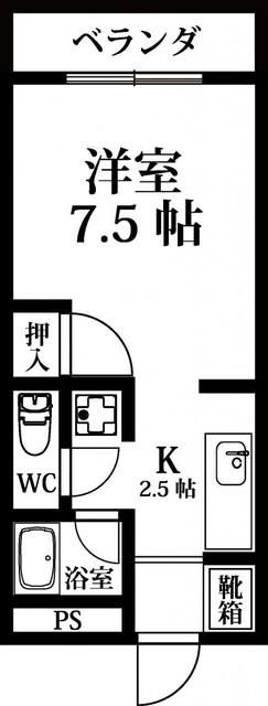 アビーロード(1K/4階)の間取り写真