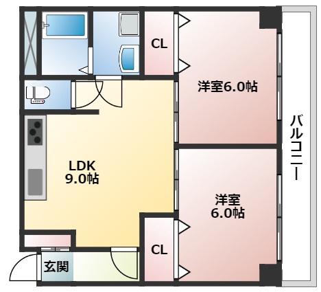 グレーシア庚午(2LDK/6階)の間取り写真