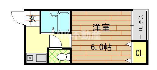 シャトレ小阪(ワンルーム/2階)の間取り写真