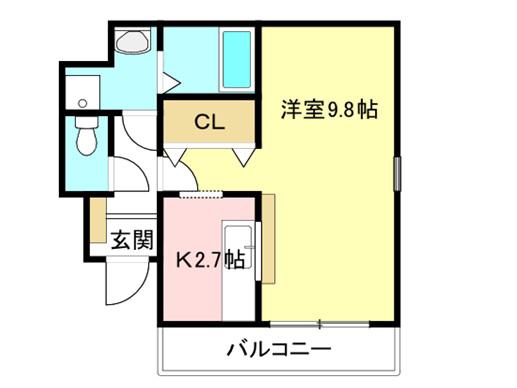 ソレアード本町(1K/1階)の間取り写真