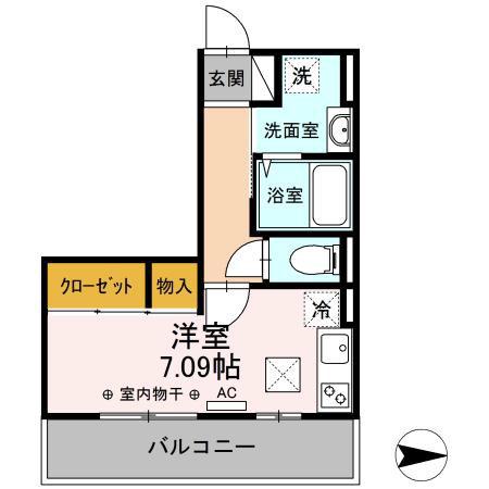 サンキエーム前橋(ワンルーム/2階)の間取り写真