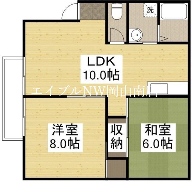 グランドゥールクロズミD(2LDK/2階)の間取り写真