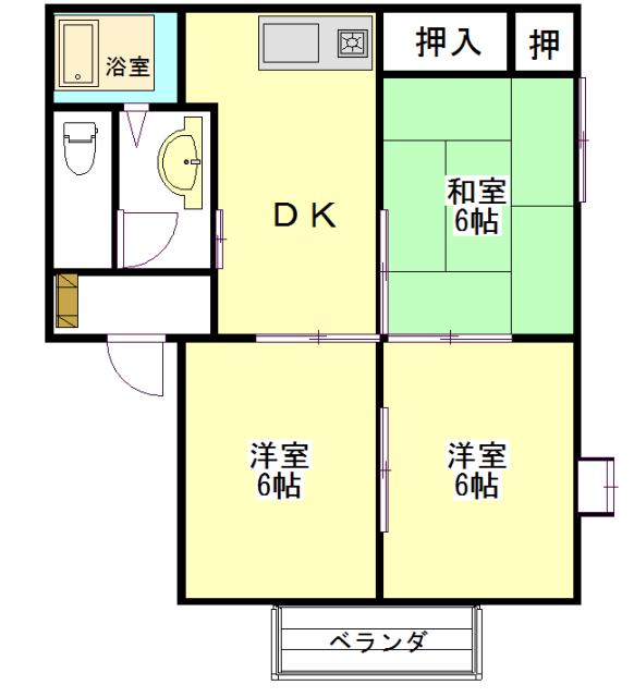 神敷台セントラルコート(3DK/2階)の間取り写真