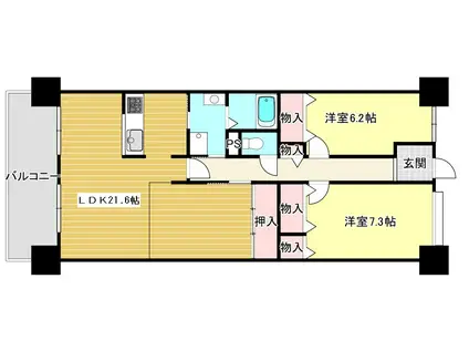 南海サウスヒルズ松ヶ丘(2LDK/5階)の間取り写真
