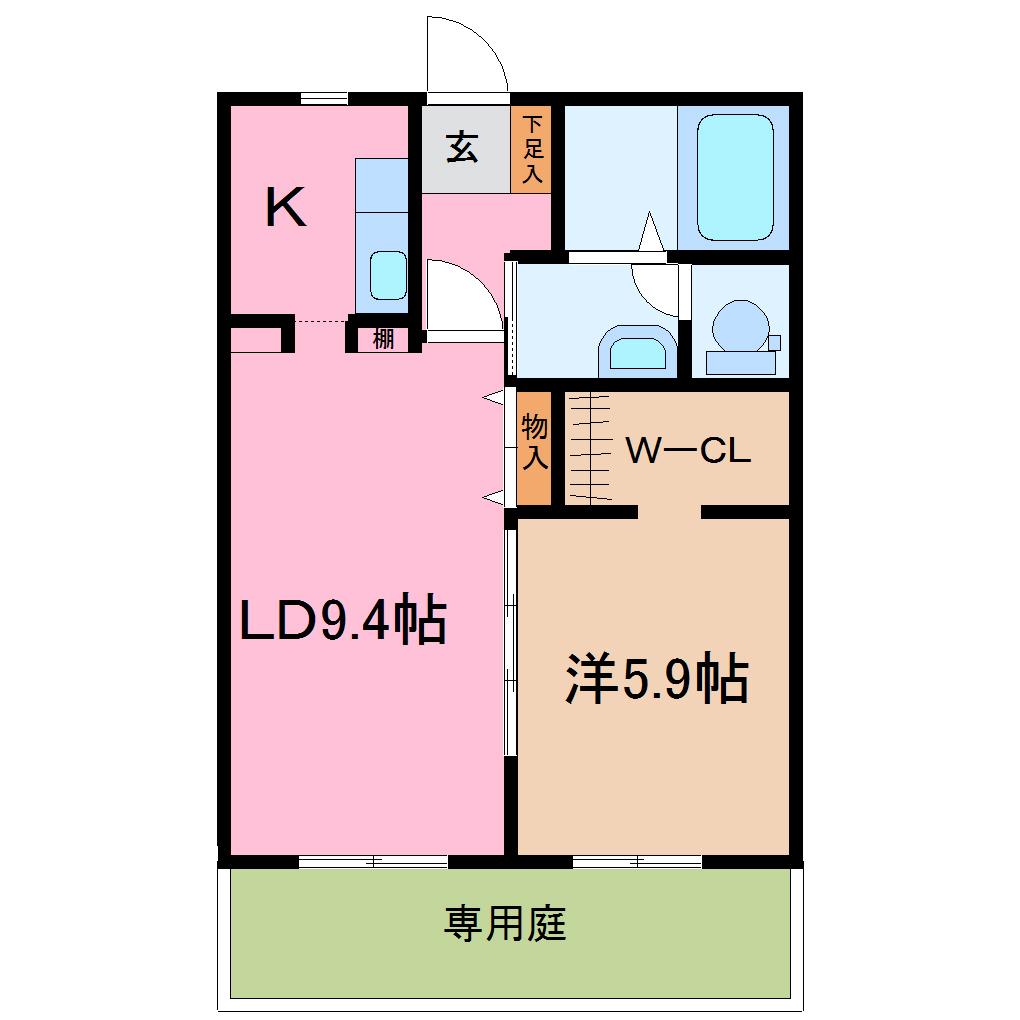 イーストヒルズ(1LDK/1階)の間取り写真