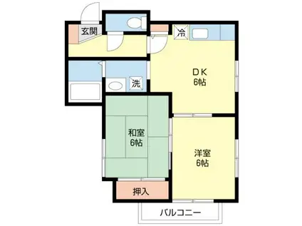 チェリーハイツ豊田(2DK/2階)の間取り写真