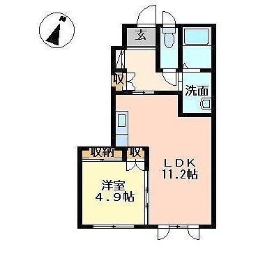 カーザプレスト(1LDK/1階)の間取り写真