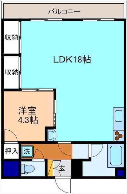 ウェルネスガーデン(1LDK/3階)の間取り写真