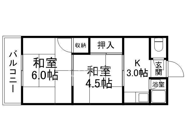 イオボヌール宇治(2K/2階)の間取り写真