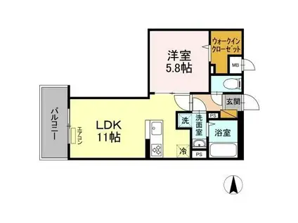 LIGHT HOUSE(1LDK/6階)の間取り写真
