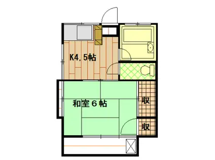 麻生台ハイツ(1DK/1階)の間取り写真