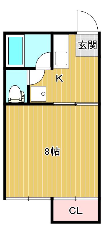 ハイツ桂(1K/1階)の間取り写真