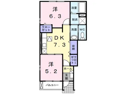 エテルノ I(2DK/1階)の間取り写真
