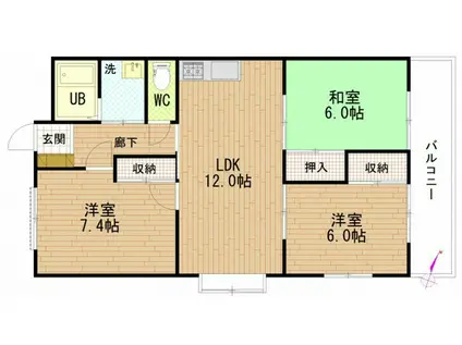 プリンスビル(3LDK/1階)の間取り写真