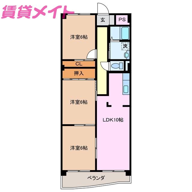 VIA EMILIA(3LDK/6階)の間取り写真