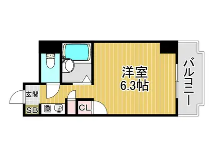 ロマネスク姫島(ワンルーム/3階)の間取り写真