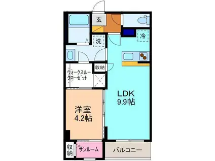 ボワ・ヴィラージュ(1LDK/3階)の間取り写真