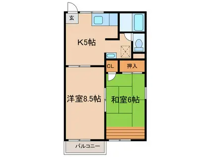 TOWNY・TWIN B(2K/2階)の間取り写真