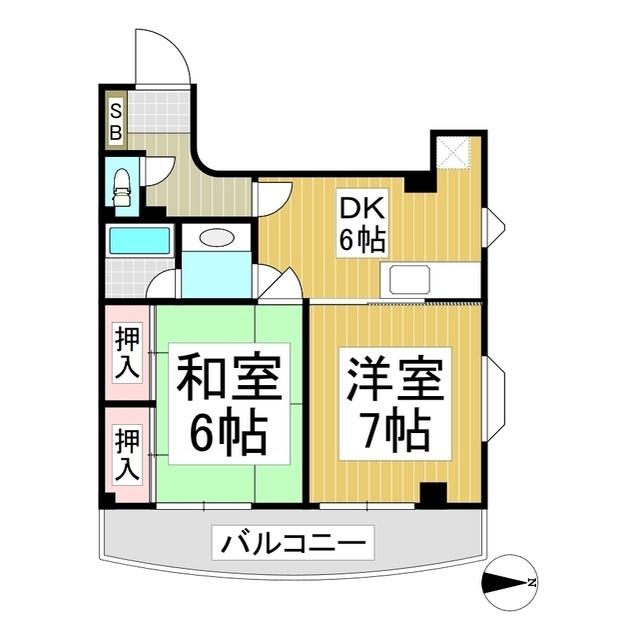 グリーンスクエア穂波(2DK/4階)の間取り写真