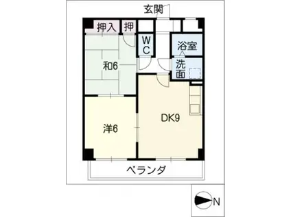 ヒルズ覚王山(2DK/3階)の間取り写真