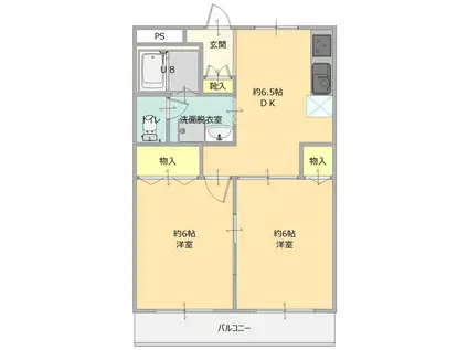 NISHIハイツA(2DK/1階)の間取り写真