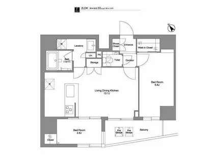 SYFORME TABATA(2LDK/4階)の間取り写真