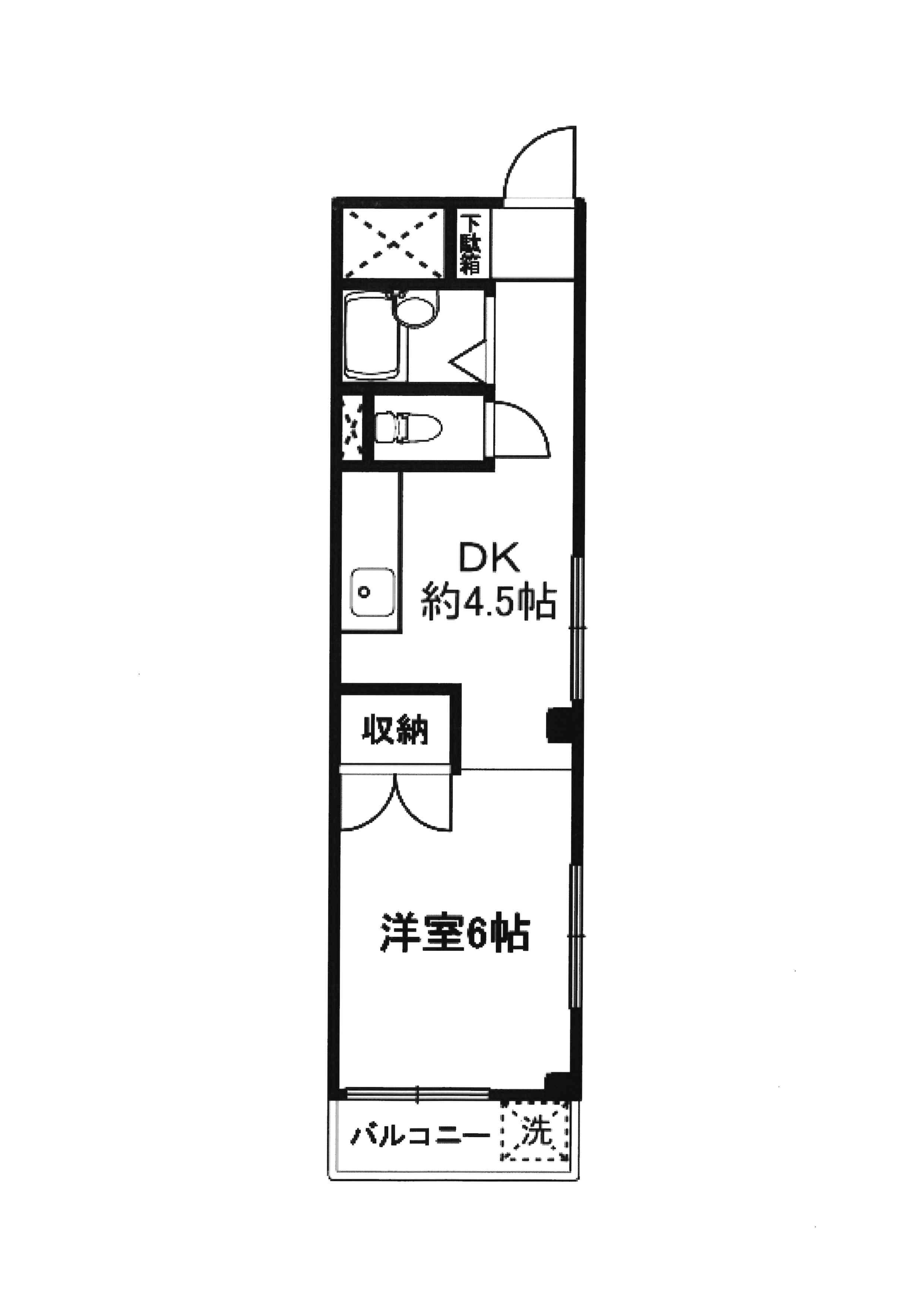 りんごビル(1DK/4階)の間取り写真